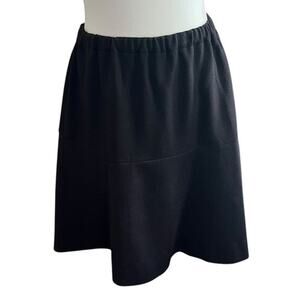 80s/90s Vintage Homemade Black Full Skirt Size XS Elastic Waist Midi Minimalist